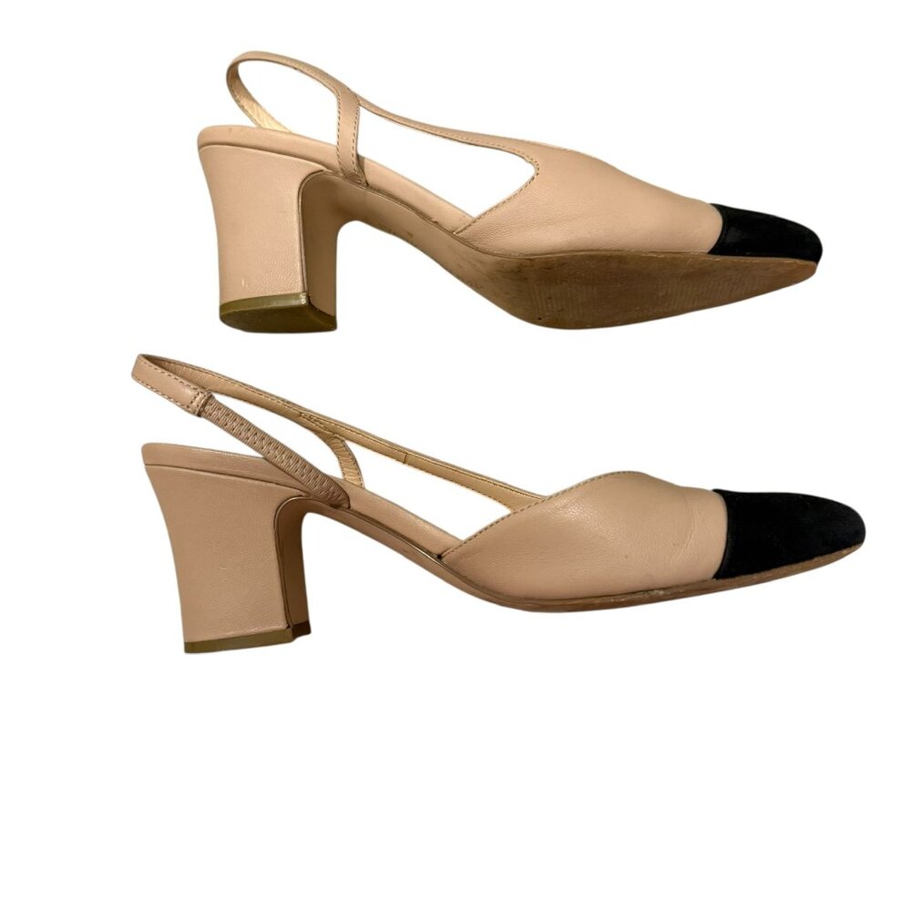 Womens Ivanka Trump Liah Slingback D'Orsay Heels, Beige Cap Toe 7.5 3" heel - Picture 5 of 9